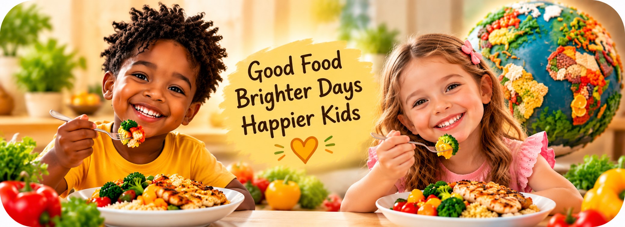 Happy kids enjoying WorldMeals dishes